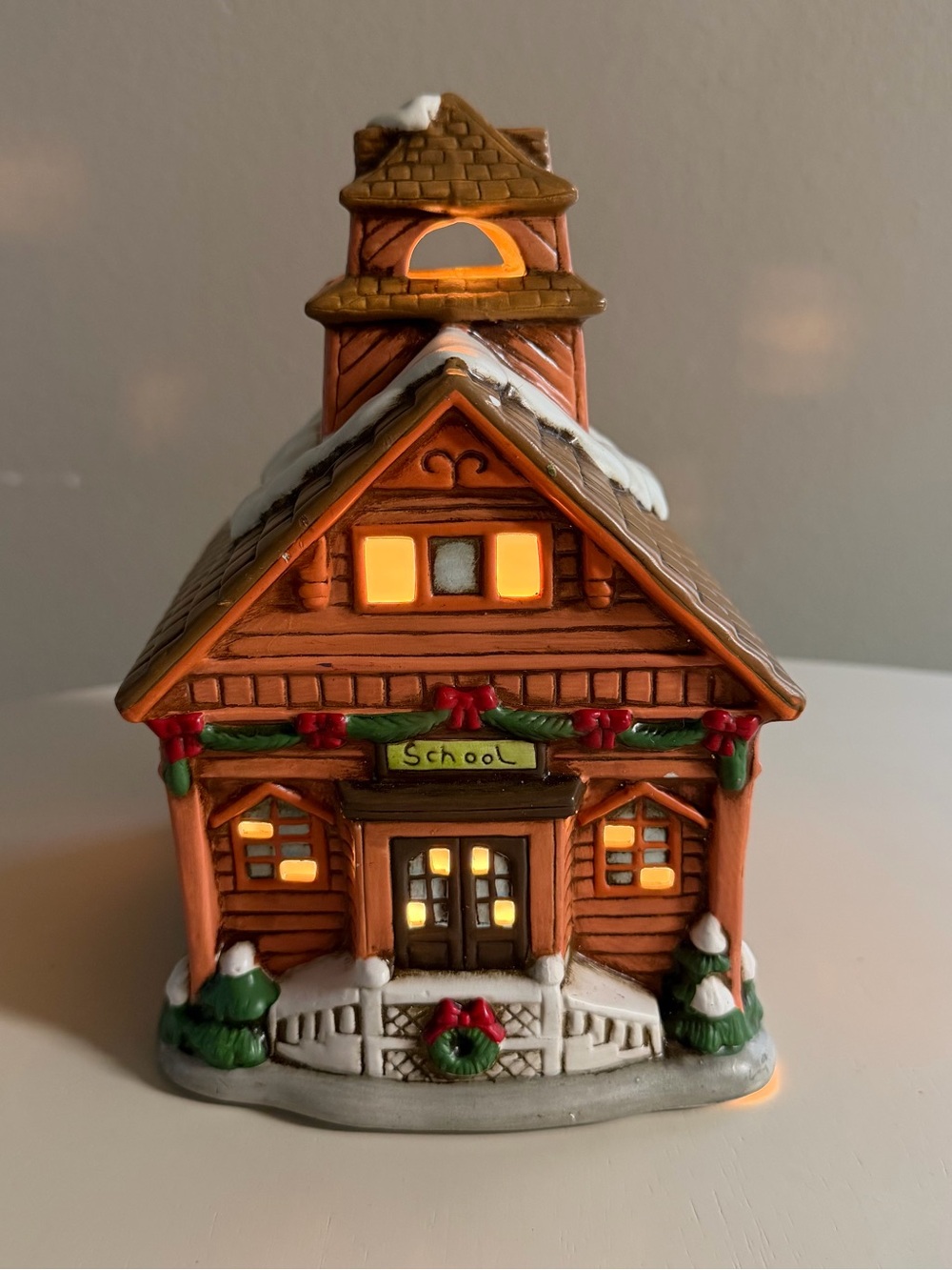Vintage 1986 Lighted Christmas Village Schoolhouse | Holiday Decor | Collectible